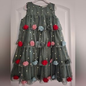 Starry Tiered Dress with Floral Accents